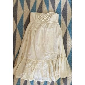 Gap Cream Baby Doll strapless flirty midi dress